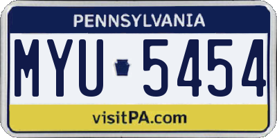 PA license plate MYU5454