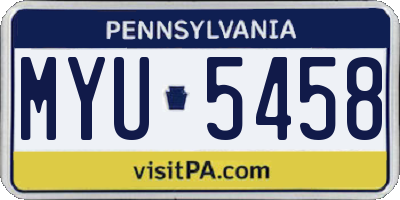 PA license plate MYU5458