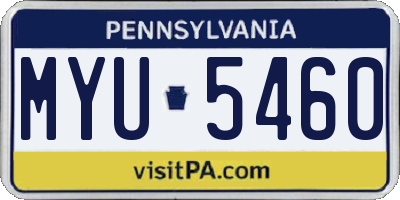 PA license plate MYU5460