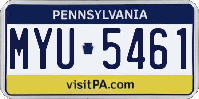 PA license plate MYU5461