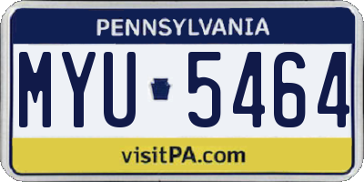 PA license plate MYU5464