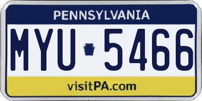 PA license plate MYU5466