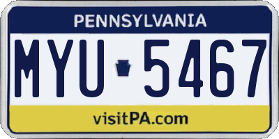 PA license plate MYU5467