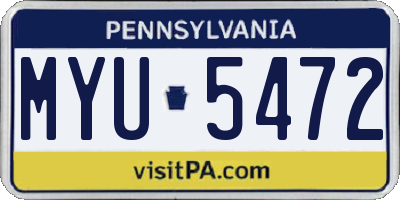 PA license plate MYU5472