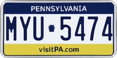 PA license plate MYU5474