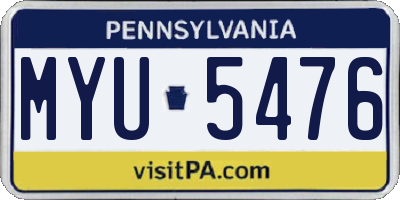 PA license plate MYU5476
