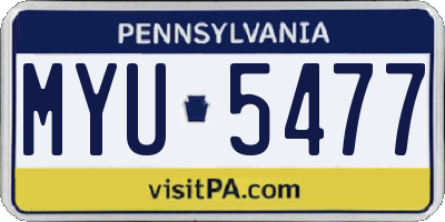 PA license plate MYU5477
