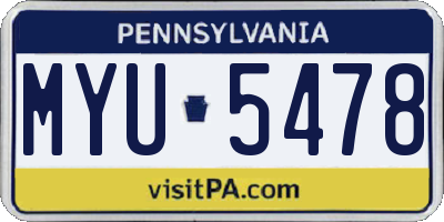 PA license plate MYU5478