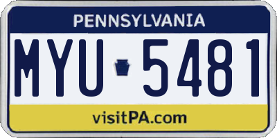 PA license plate MYU5481