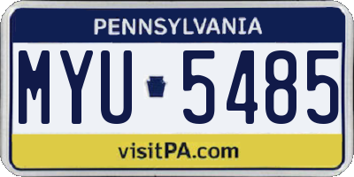 PA license plate MYU5485