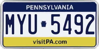 PA license plate MYU5492
