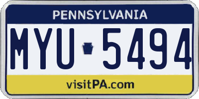 PA license plate MYU5494