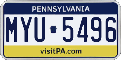 PA license plate MYU5496