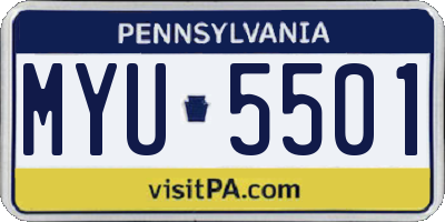 PA license plate MYU5501