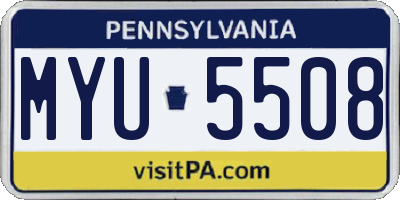 PA license plate MYU5508