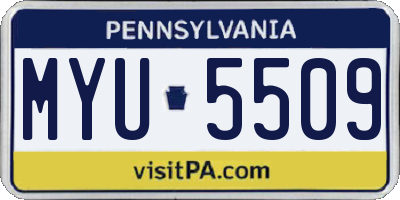 PA license plate MYU5509