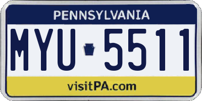 PA license plate MYU5511