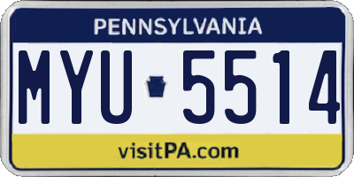 PA license plate MYU5514