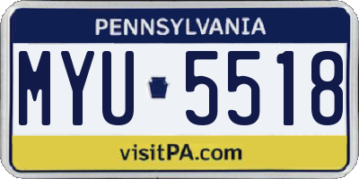 PA license plate MYU5518