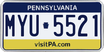 PA license plate MYU5521
