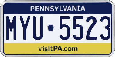 PA license plate MYU5523