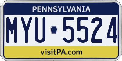 PA license plate MYU5524