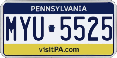 PA license plate MYU5525