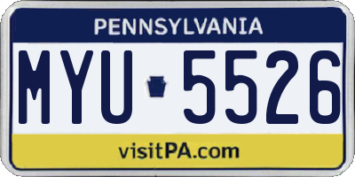 PA license plate MYU5526