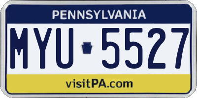 PA license plate MYU5527
