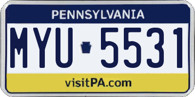PA license plate MYU5531
