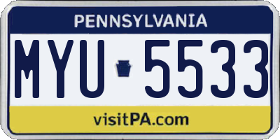 PA license plate MYU5533