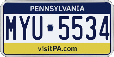 PA license plate MYU5534