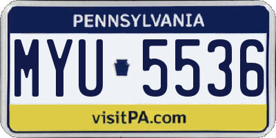 PA license plate MYU5536