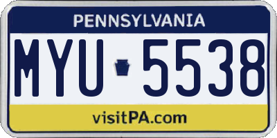 PA license plate MYU5538