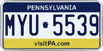 PA license plate MYU5539