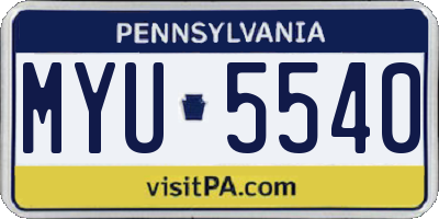 PA license plate MYU5540