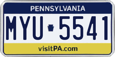 PA license plate MYU5541