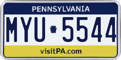 PA license plate MYU5544