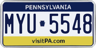 PA license plate MYU5548