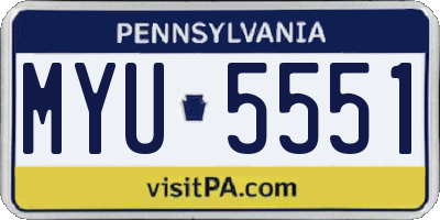 PA license plate MYU5551