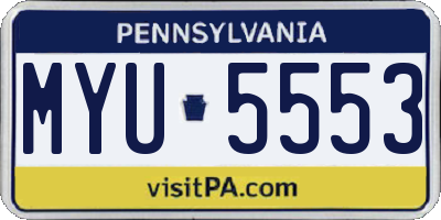 PA license plate MYU5553