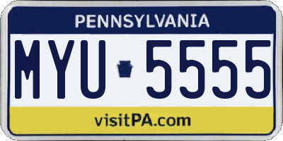 PA license plate MYU5555