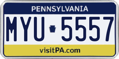 PA license plate MYU5557
