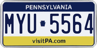 PA license plate MYU5564