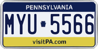 PA license plate MYU5566