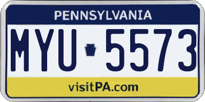 PA license plate MYU5573