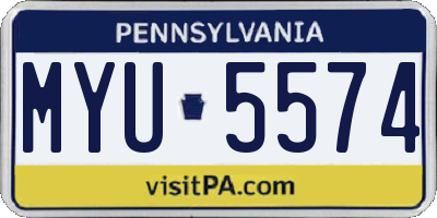 PA license plate MYU5574