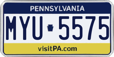 PA license plate MYU5575