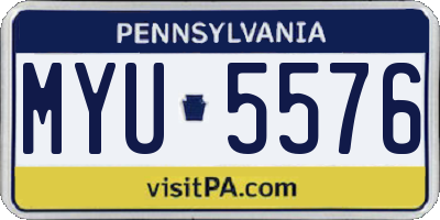 PA license plate MYU5576