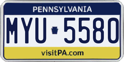 PA license plate MYU5580